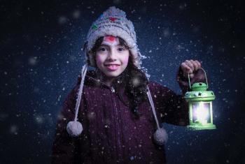 Girl Holding Green Lantern Lamp