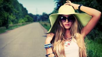 Download Wallpaper 1920x1080 girl, hat, summer, decoration, nature ...