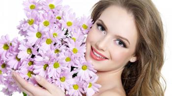 Gorgeous happy girl with flowers | HD Wallpapers Rocks