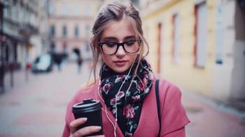 Sexy student girl with natural makeup, in the nerdy glasses, with ...