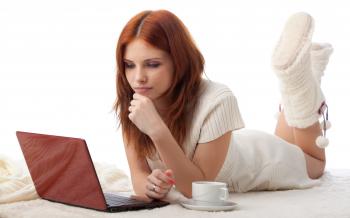 Girl using Laptop - Wallpaper #43565