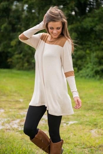 School Girl Tunic, Tan - The Mint Julep Boutique