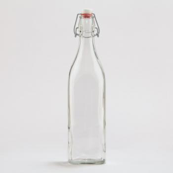 Square Glass Bottle with Clamp Stopper | World Market