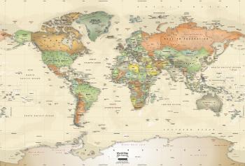 World Map Wall Mural - Antique Oceans Political