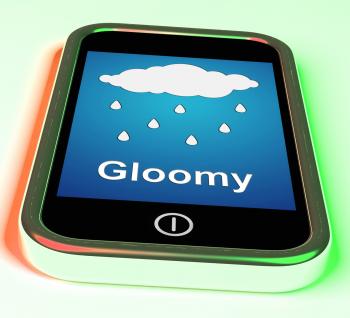 Gloomy On Phone Shows Dark Grey Miserable Weather