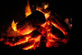 Glowing red hot coals