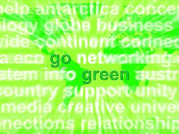 Go Green Words Showing Recycling And Eco Friendly