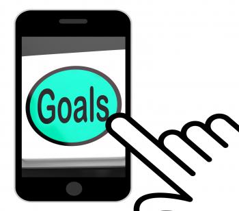 Goals Button Displays Aims Objectives Or Aspirations