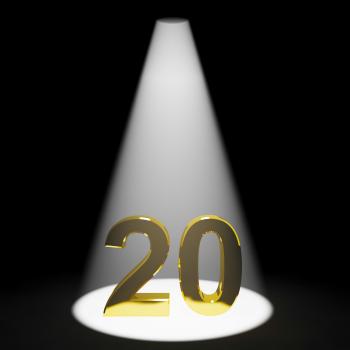 Gold 20th Or Twenty 3d Number Showing Anniversary Or Birthday