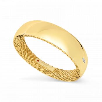 Wide Gold Bangle with Diamonds in Golden Gate Collection