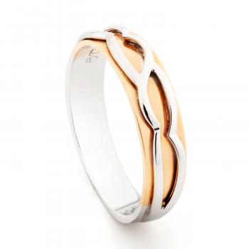 TOMEI The Knot 18K White & Rose Gold Diamond Couple Ring ...