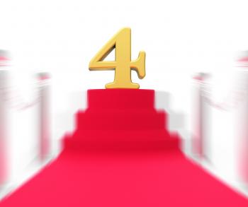 Golden Four On Red Carpet Displays Elegant Film Event Or Celebration