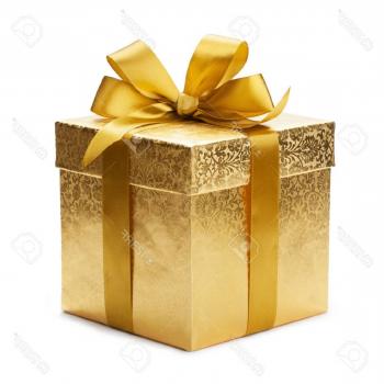 Photogift Box And Gold Ribbon Isolated On White Background | Caymancode