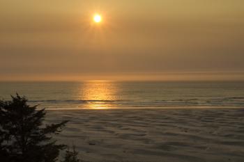 Golden sunset Oregon coast.