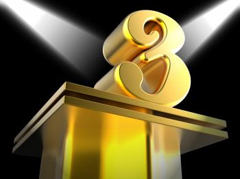 Golden Three On Pedestal Shows Entertainment Awards Or Recognition