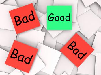 Good Bad Post-It Notes Show Excellent Or Dreadful