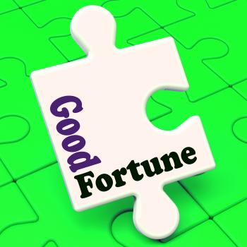 Good Fortune Puzzle Shows Fortunate Winning Or Lucky