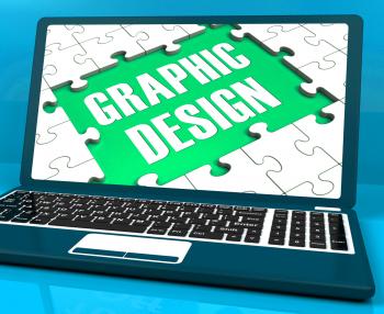 Graphic Design On Laptop Shows Stylized Creations