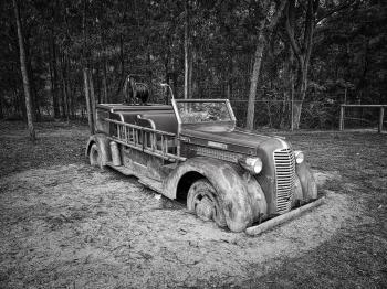 Gray Scale Photo of Vintage Car