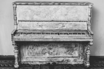 Gray Wooden Upright Piano
