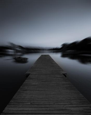 Grayscale Photo of Dock