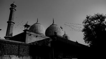 Grayscale Photo of Mosque