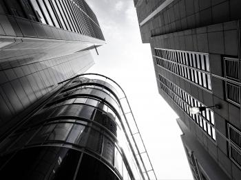 Grayscale Photograph of Buildings