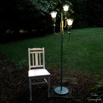 DIY Solar Lights for Outdoor Yard Parties with Antique Floor Lamp