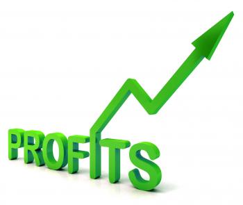 Green Profit Word Shows Income Earned