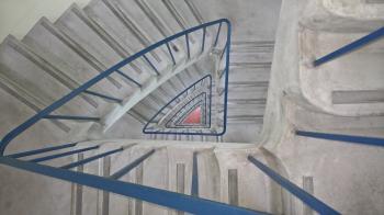 Grey And Blue Spiral Stair Case Painting