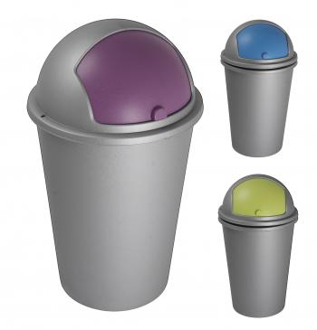 50 Litre Large Grey Plastic Bin Roll Open Lid Bullet Office Kitchen ...