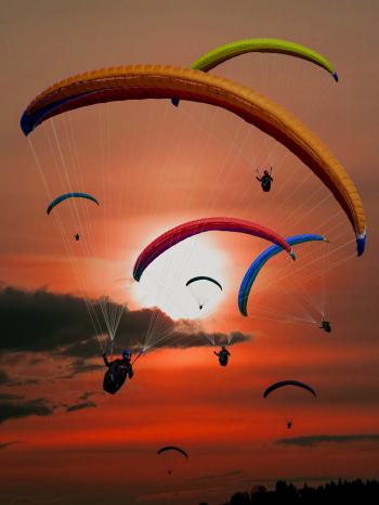 Group of Paragliders