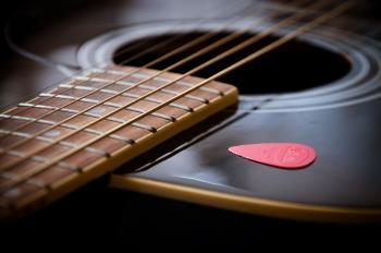 Guitar close up with pick