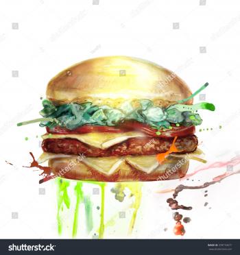 Hamburger Picture Paints Crayons Crayon Paint Stock Illustration ...