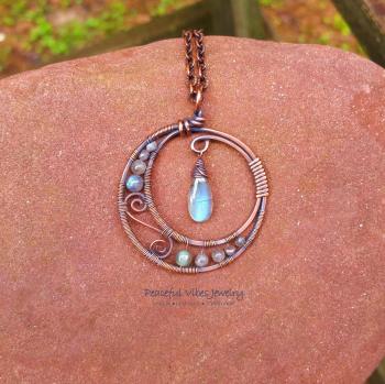 Labradorite Moon Necklace Wire Wrapped Handmade One Of A Kind ...