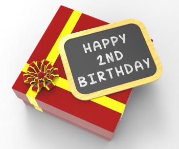 Happy Second Birthday Present Means Birth Anniversary Or Celebration