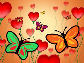 Heart Butterflies Represents Valentine Day And Butterfly