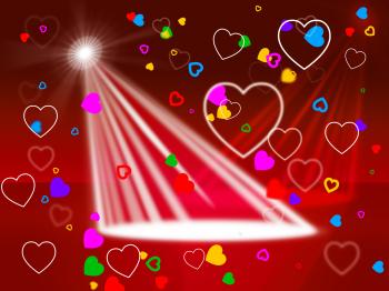 Heart Spotlight Shows Valentines Day And Affection