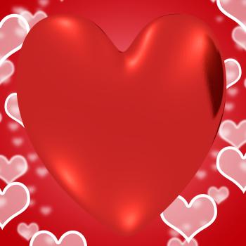 Heart With Red Hearts Background Showing Loving And Romance