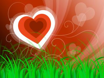 Hearts Background Means Beautiful Landscape Or Loving Nature