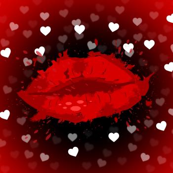 Hearts Lips Shows Facial Care And Beautiful