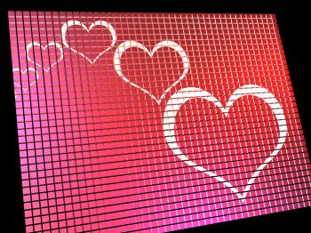 Hearts On Computer Display Showing Love And Online Dating