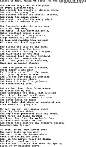 Lament Of Mary, Queen Of Scots, On The Approach Of Spring - Rober ...
