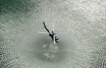 Helicopter over the Ocean