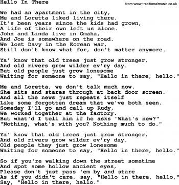 Joan Baez song - Hello In There, lyrics