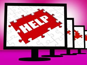 Help On Monitor Shows Customer Helpline Helpdesk Or Support
