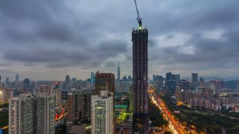 day till night shenzhen high tower construction panorama 4k time ...
