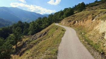 Aerial drone motion beautiful mountain remote local road tracking ...