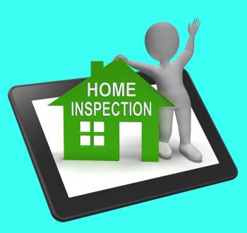 Home Inspection House Tablet Shows Examine Property Close-Up