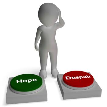 Hope Despair Buttons Shows Hopeful Or Desperation